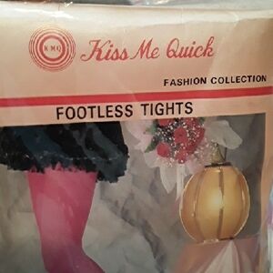 Freebie NWT Kiss Me Quick Footless Lace Ankle White Tights Queen  160-250 Lbs